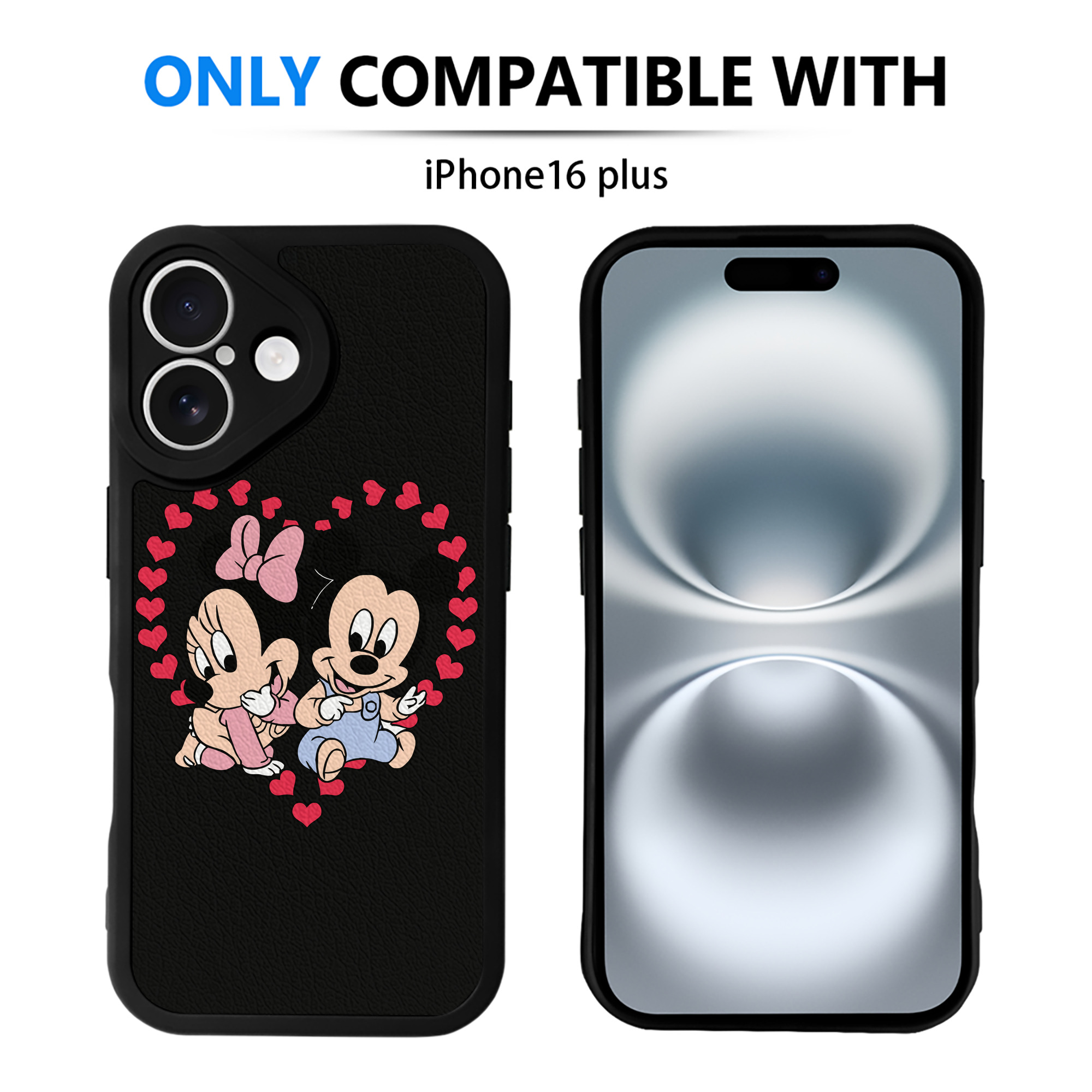 （画像用） ミッキーマウス Mickey Mouse 【iPhone 16シリーズ対応】シリコンスマホケース（レザー調） 材質：シリコン